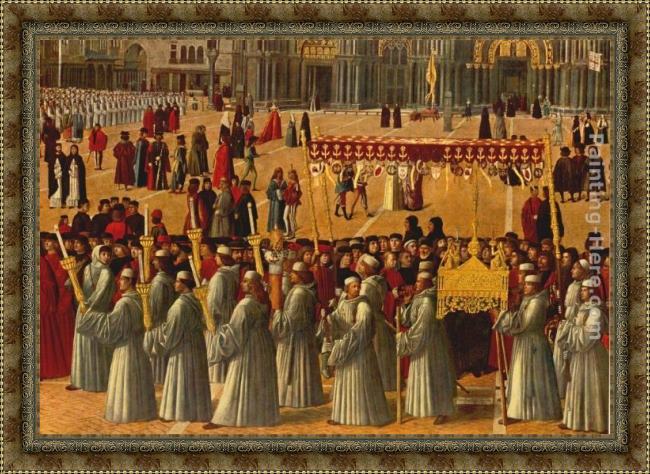 Framed Gentile Bellini procession in piazza s. marco [detail] painting